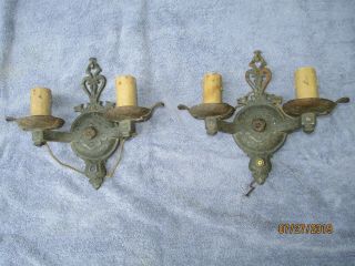 Vintage Cast Metal Double Candle Sconce Wall Lamp
