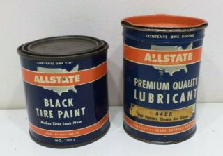 Vintage Allstate Black Tire Paint Motor Lubricant Oil Can Metal