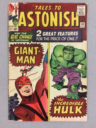 Tales To Astonish 60,  G/vg (3.  0),  1964 Marvel,  Hulk Stories Begin In This Issue