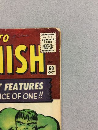 TALES TO ASTONISH 60,  G/VG (3.  0),  1964 MARVEL,  HULK STORIES BEGIN IN THIS ISSUE 3