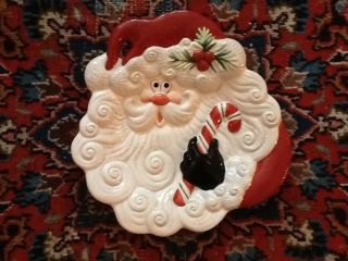 Fitz And Floyd Holiday Essentials Santa Cookie Canapé Plate Euc