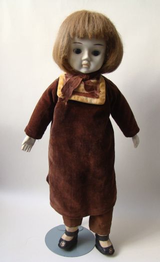 Vintage Happyland 17” Porcelain Haunted Girl Doll Velvet Victorian Spirit Dress