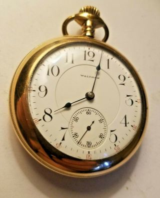 Antique 1907 Waltham 21 Jewels 10k Gold Filled Pocket Watch.  / Railroad Approved
