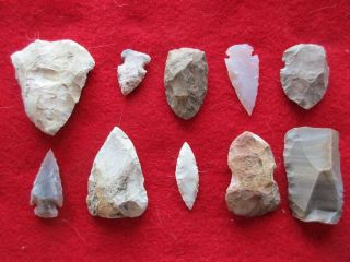 Group Of 10 Arrowheads,  Variety Of Types & Sizes,  Wha - 0109