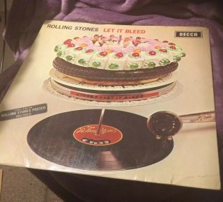 Rolling Stones - U.  K.  Let It Bleed Vinyl Lp,  Poster 1969 First /pressing.  2w - 4w