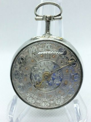 Rare 1742 Silver Champleve Verge Fusee Pocket Watch English: Recently Serviced.