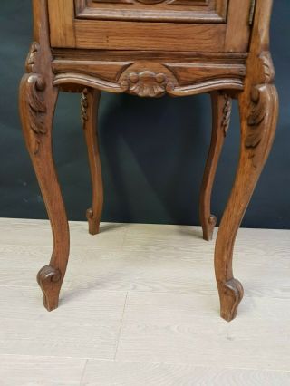 Antique French Oak LXV Night Stand End Table Marble Top E/0024 3