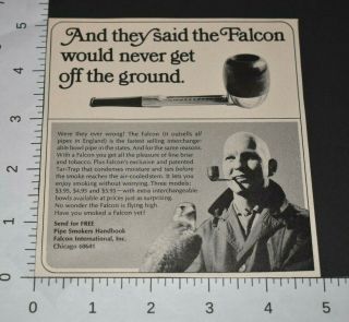 1967 Vintage Print Ad Pipe Smokers Handbook Falcon International Smoking Bird
