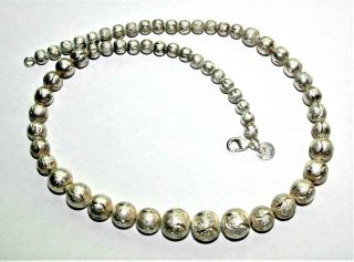 Vintage Sterling Silver Diamond Cut / Stardust Beads Graduated 18 " Necklace