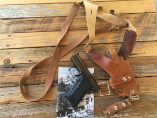 Vintage Tex Shoemaker Brown Owb Leather Lined Shoulder Holster For Hk P7m8 P7m13