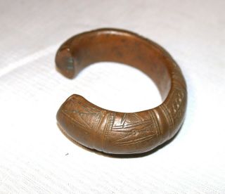 1800 ' s Antique African Niger Baoulé Dogon Bronze Manilla Currency Bracelet Cuff 3
