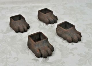 Antique 19th C Wood Stove Bear Claws Paws Cast Iron Claw Feet Fits 1.  5 " X 1.  5 "