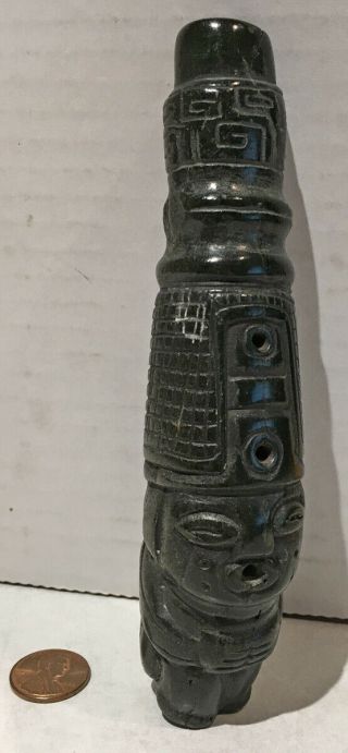 Ancient Stone Engraved Flute (ex - Unclaimed Safe Deposit Box) Authentic No Rsrv