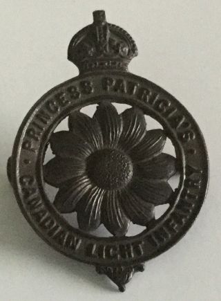 Vintage Wwi Princess Patricia’s Canadian Light Infantry Cap Badge Copper