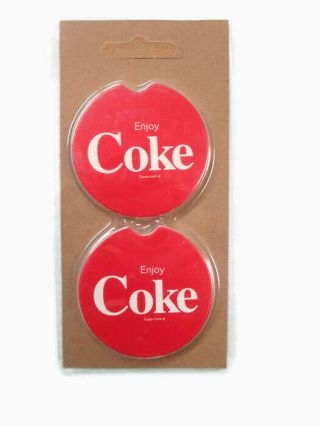 Coca - Cola Absorbent Stone Car Cup Holder Coaster Set Of 2 -