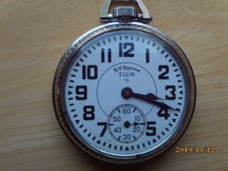 Elgin 16 Size " Bw Raymond " Railroad Pocket Watch 21 Jewels Open Face Lever Set