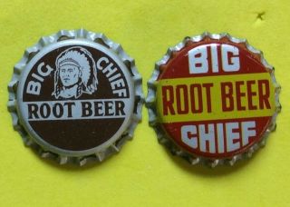 2 Different Big Chief Root Beer Cork Lined Bottle Caps