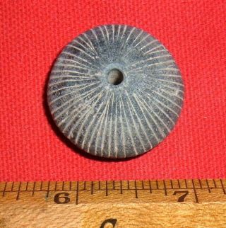 Quality Etched Terracotta Spindle Whorl Bead From Mali,  Collectible African Bead