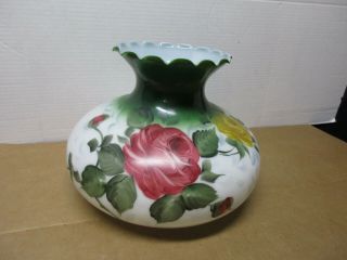 Vintage Large Hand Painted Glass Hurricane Lamp Shade