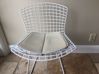 Bertola (harry Bertola 1952) Side Chairs In White With Seat Pads.