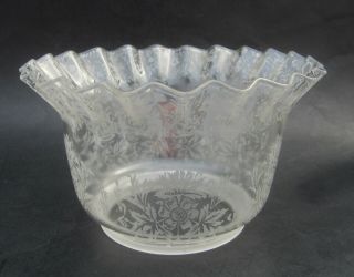 Antique Victorian Floral Etched Glass Banquet Oil Gas Electric Lamp Shade 4 " Fit