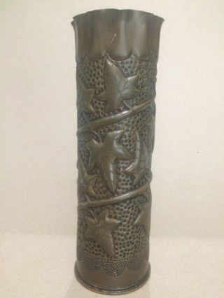 Trench Art Artillery Shell Case Vase WWI Beautifully Crafted 3
