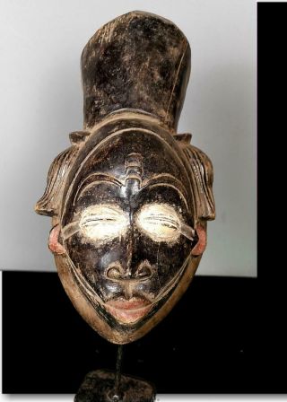 Old Tribal Unusual Black Punu Maiden Spirit Mask - - Gabon