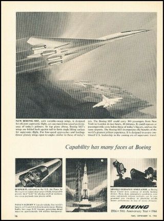 1966 Boeing Sst Supersonic Jet Plane Vintage Advertisement Print Art Ad J101