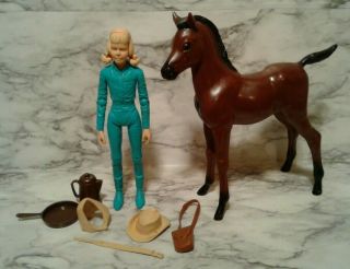 Vntg Marx Johnny Josie West & Bay Thundercolt Horse W/ Accessories