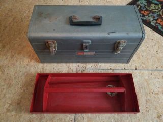 Vintage Sears Craftsman Metal Tool Box With Tray 20 " L 9 1/2 " T 8 1/2 " D