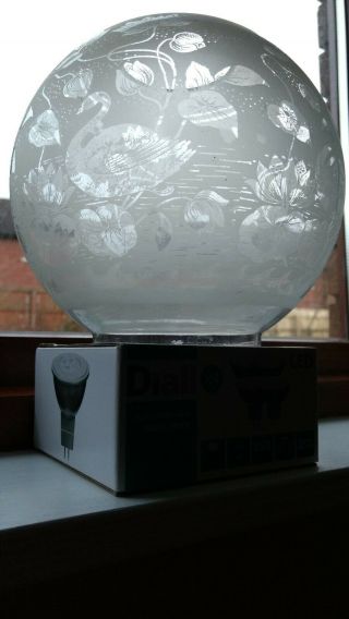 Victorian Round Etched Oil Lamp Shade