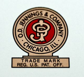 Jennings & Co.  Logo,  Water Slide Decal Ds 1073.  Slot Machine,  Coinop