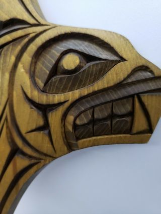 Vintage Native American Northwest Coast Hand Carved Orca Whale Wall Art S.  Eli J
