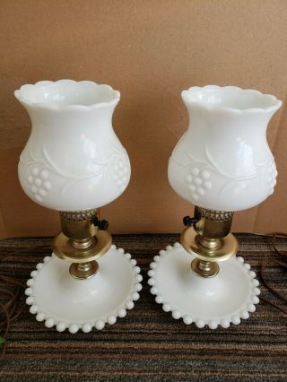 Vintage White Milk Glass Lamp Set Of 2
