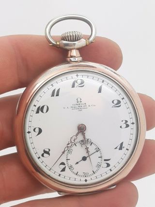 Vintage Omega Swiss Made Pocket Watch.  800 Silver Rose Gold