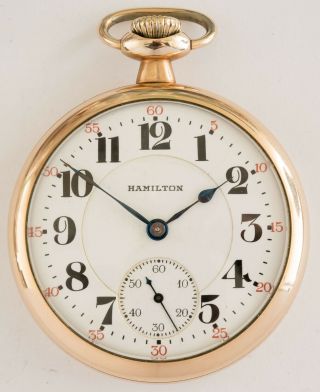 Antique Hamilton 16s 992 Rr Pocket Watch With 21 Jewels Ticks