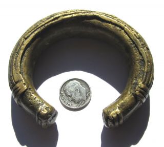 Rare Stunning Old Nigerian Solid Brass Antique Lost Wax Bracelet 240 Grams
