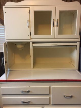 vintage hoosier kitchen cabinet white with flour sifter, 2