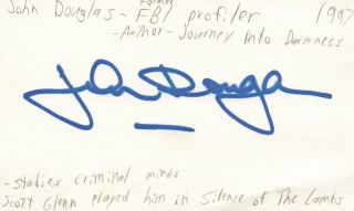 John Douglas Former Fbi Profiler Author Autographed Signed Index Card