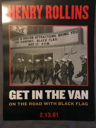 Henry Rollins Autographed 18 X 24 Promo Poster Black Flag Very Rare