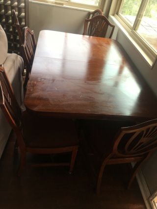 Duncan Phyfe Style Dining Room Table 42 x 62 Plus 3 Leafs 36 Inches Total 2