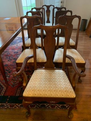 Set Of Stickley Dining Chairs 8 Solid Cherry Queen Anne