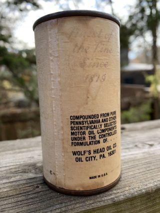 Vintage 1950 ' s Wolf  s Head Motor Oil Coin Bank Composite Oil Can Gas Sign 3