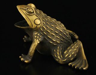 Collectible Old China Copper Handwork Carved Frog Statue