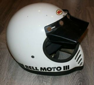 Vintage 1975 Bell Moto Star 3 White Motorcycle Motocross Racing Helmet 7 1/2