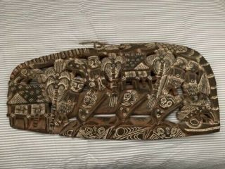 Papua Guinea Story Board Kambot Carved Wood Relief