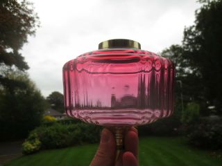 Antique Victorian Cranberry Glass Duplex Oil Lamp Fount Font