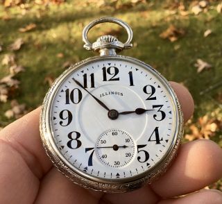 16s 21 Jewel Illinois Sangamo White 14k Gold Filled Case Pocket Watch