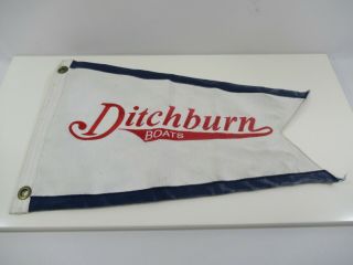 Ditchburn Boats Flag Pennant Vintage Embroidered 2 Points Blue White Red