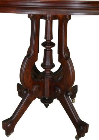 17551 Victorian Oval Marble Top Walnut Parlor Stand 2